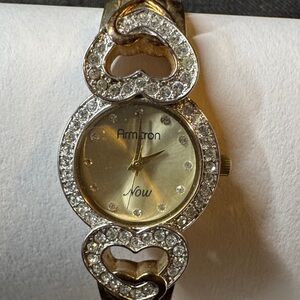 Armitron Women's Gold Watch with Heart Accents